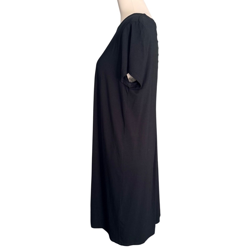 J. Jill Wearever Black Short Sleeve Pleated Button Back Shift Dress Womens M - Picture 6 of 12